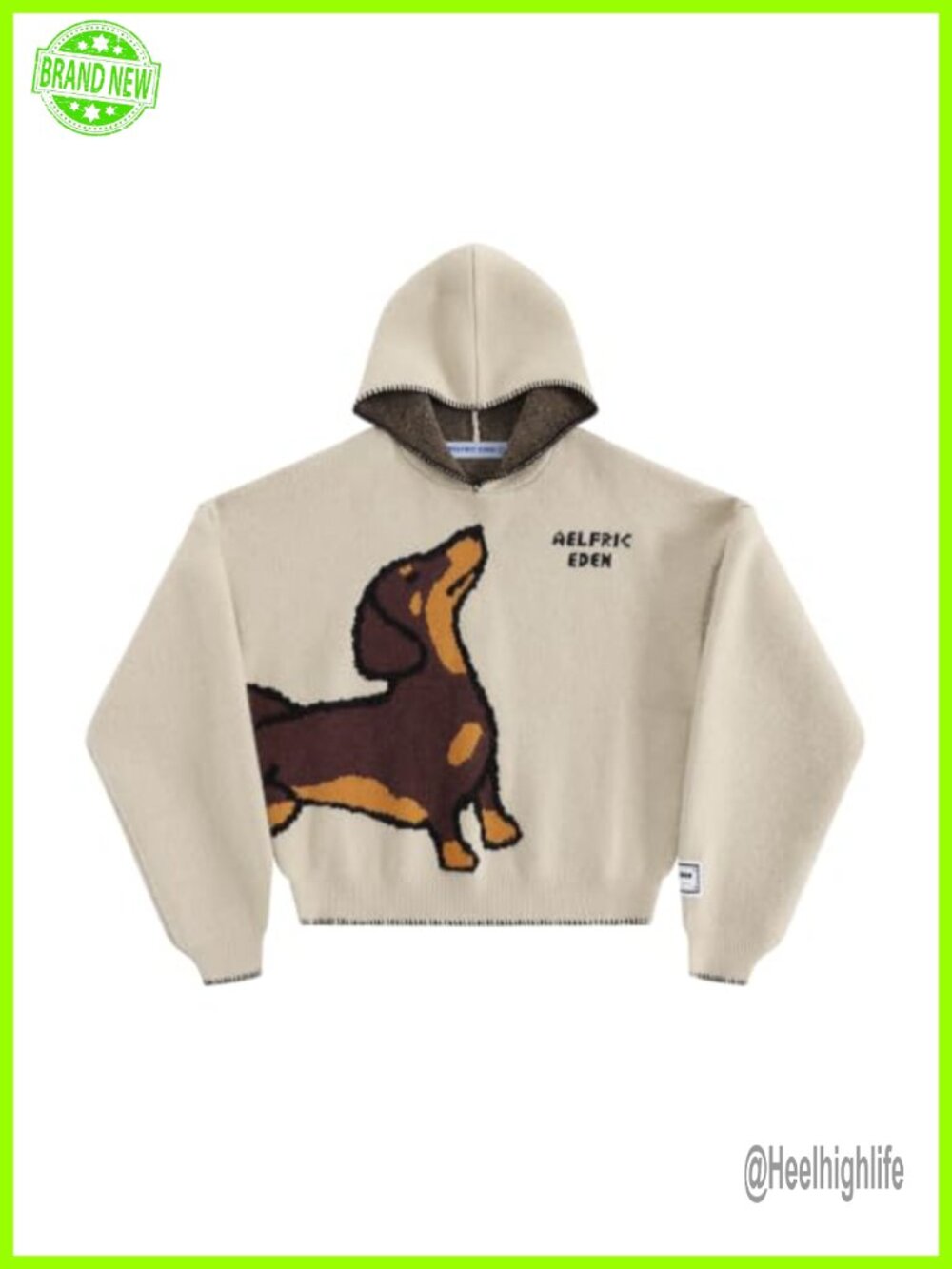 Women's Oversized Dachshund Graphic Hooded Knit Pullover Sweater